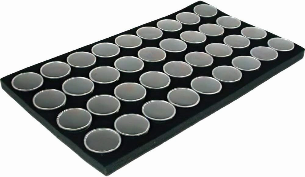 FindingKing 36 Black Foam Gem Jars Gemstone Storage Display Tray Insert