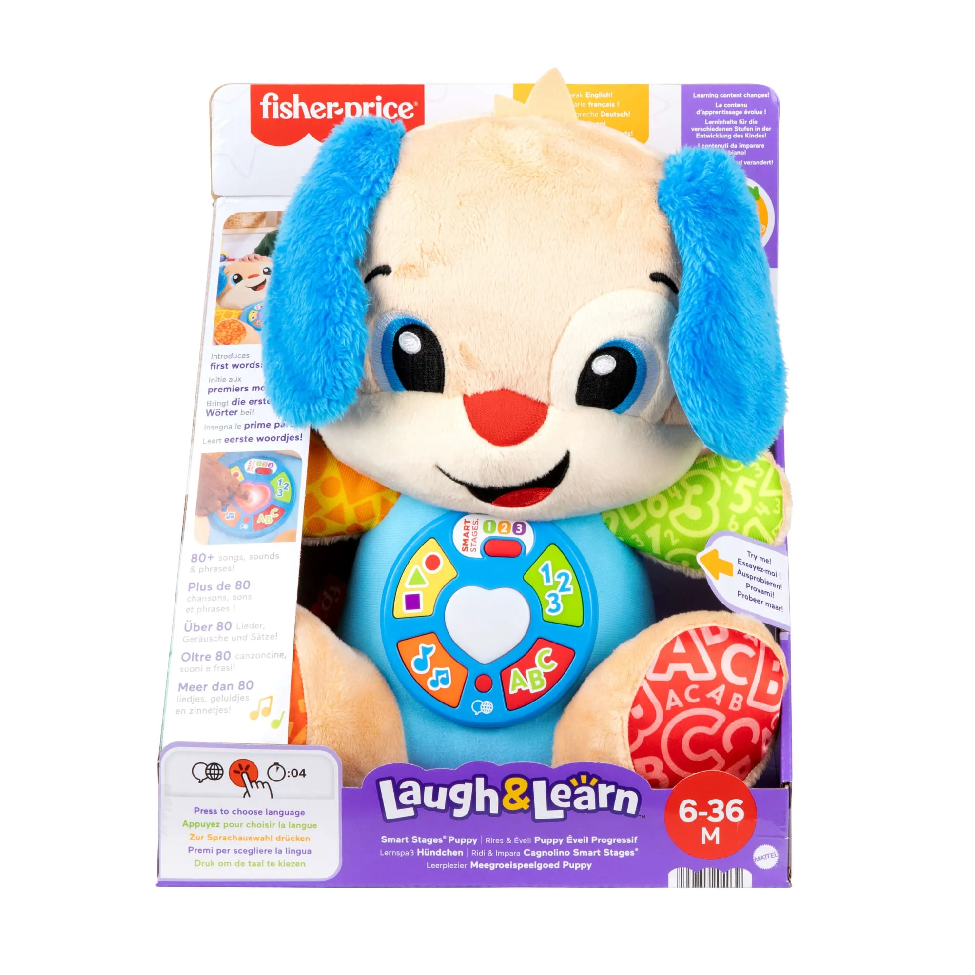 Fisher-Price Lernspaß Smart Stages Plüsch-Hündchen Für Babys, Musikalisches Lernspielzeug, Mehrsprachige Version