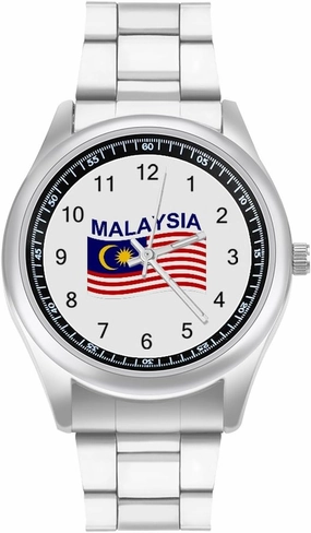 Flag of Malaysia Casual Wrist Watches for Men Classic Business Dress Watch Big Face for Work Gym