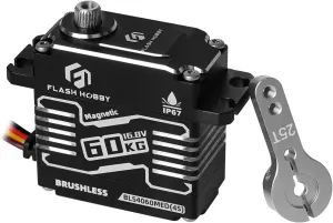 FLASH HOBBY 4S 60KG Brushless Servo IP67 16.8V Magnetic Encoder High Torque Servo with IP67 Waterproof Compatible with Sanwa SSR, NB4 & Futaba Mode for 1/8 1/10 RC Crawler Car or Robotic Parts(180°)