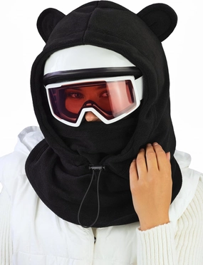 Fleece Balaclava Over Helmet - Warm Helmet Ninja Hood - Snowboard Hooded Hat Neck Gaiter Ski Mask