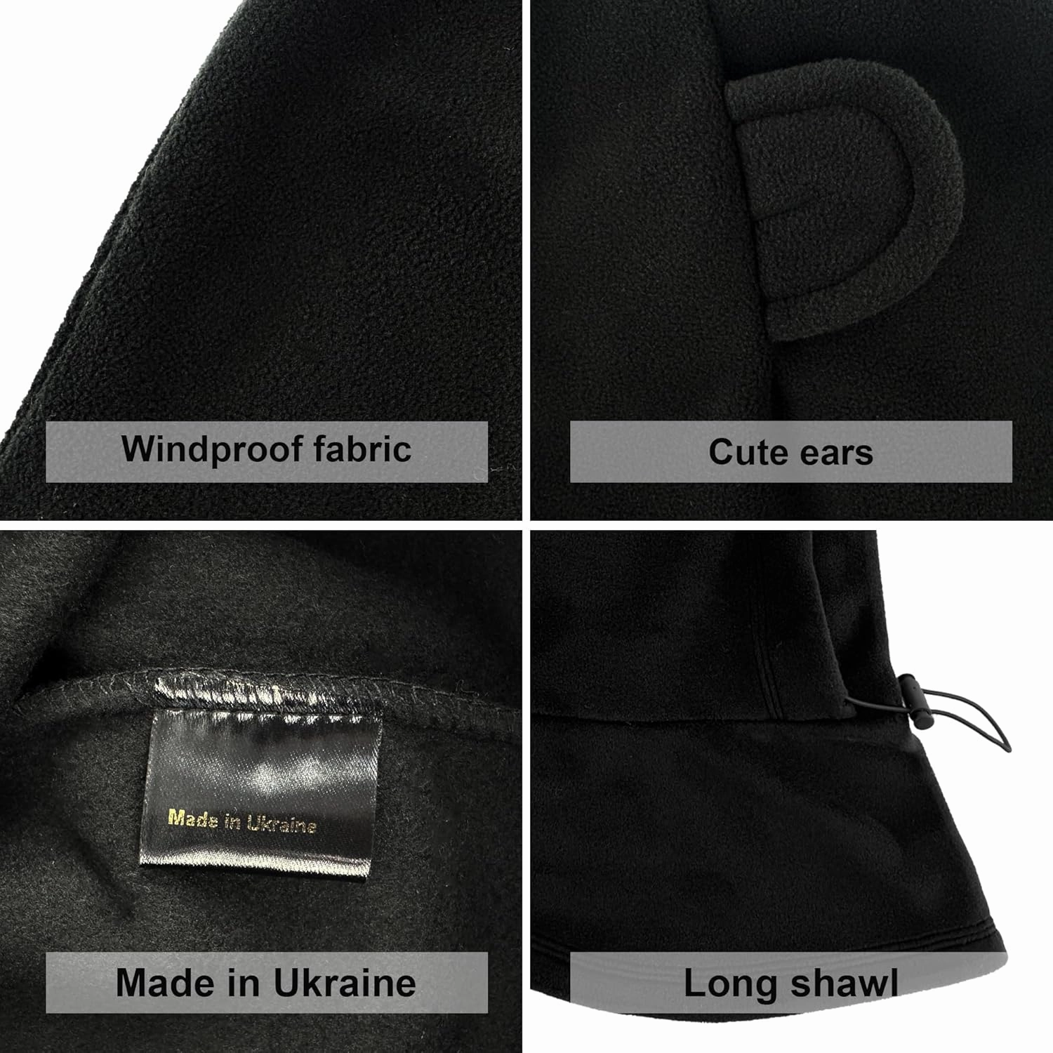 Fleece Balaclava Over Helmet - Warm Helmet Ninja Hood - Snowboard Hooded Hat Neck Gaiter Ski Mask