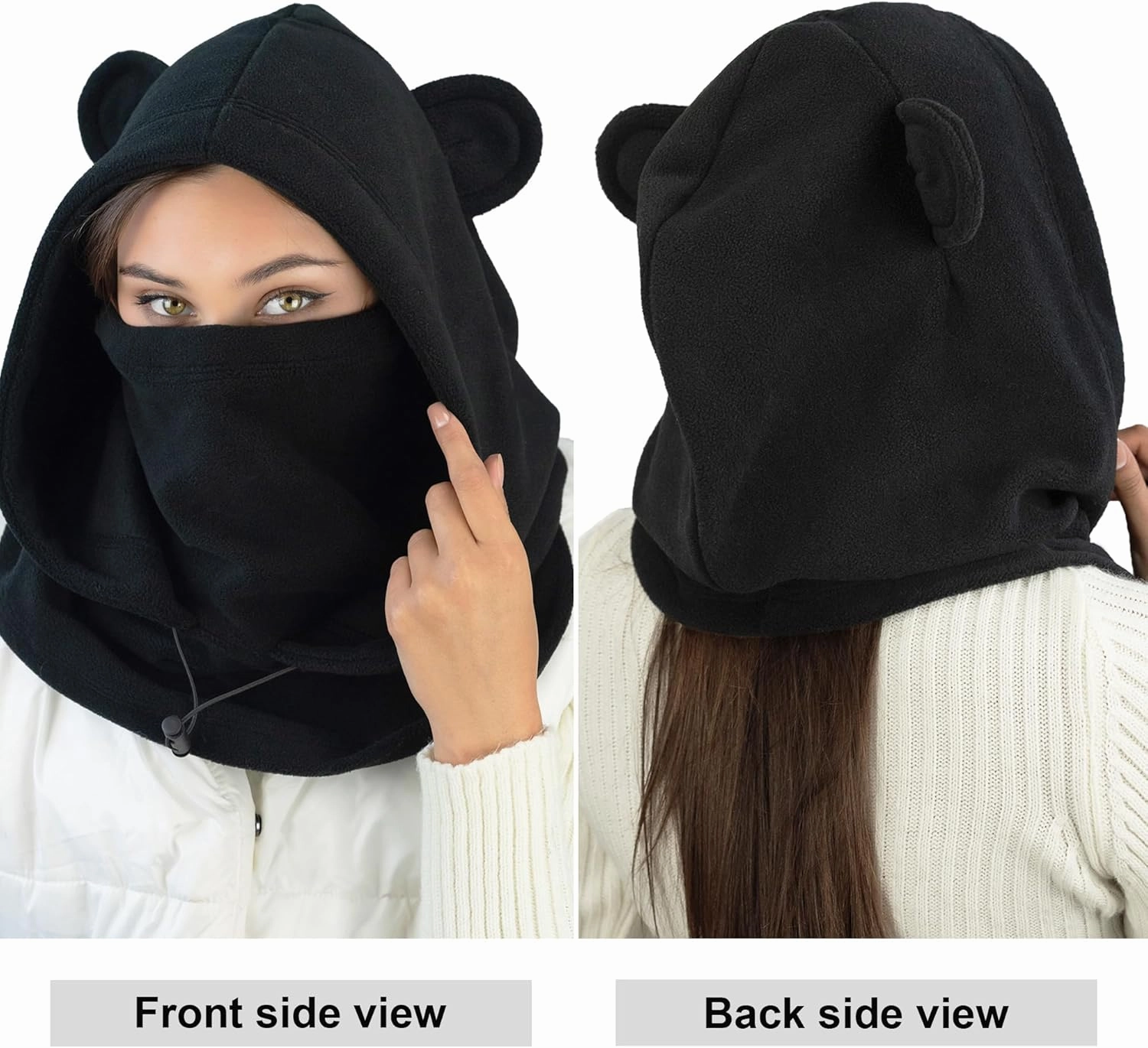 Fleece Balaclava Over Helmet - Warm Helmet Ninja Hood - Snowboard Hooded Hat Neck Gaiter Ski Mask