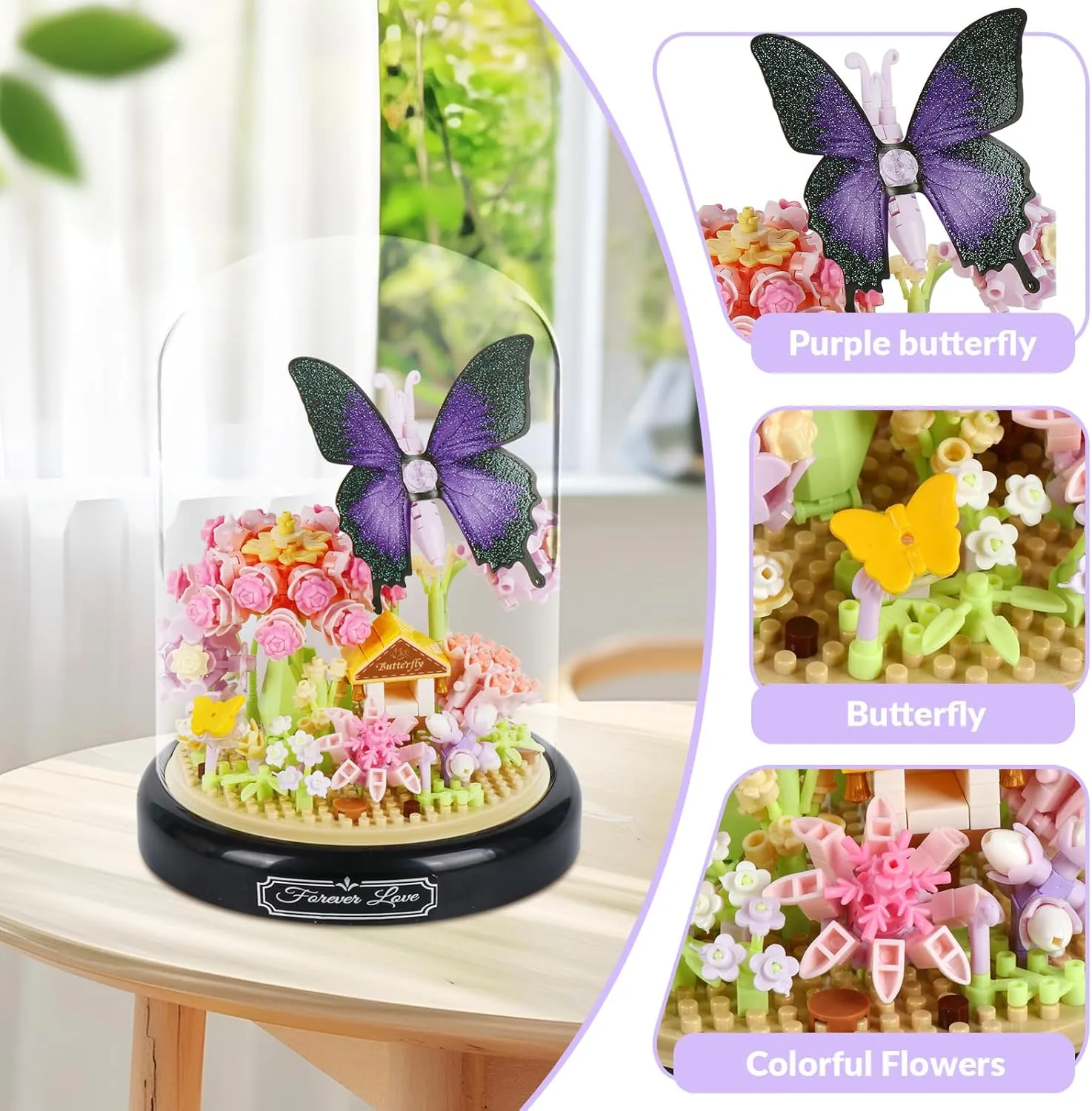 Flower Butterfly Bouquet Building Set, 582 PCS Butterfly Flower Mini Brick Building Blocks Toys for Kids, Adults, Gift for Mother's Day, Christmas