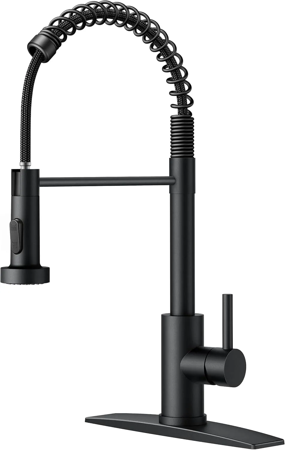 FORIOUS Black Kitchen Sink Faucet with Pull Down Sprayer, Stainless Steel Commercial Single Handle Classic Spring Pull Out Sink Faucet for Farmhouse Camper Laundry Utility Room