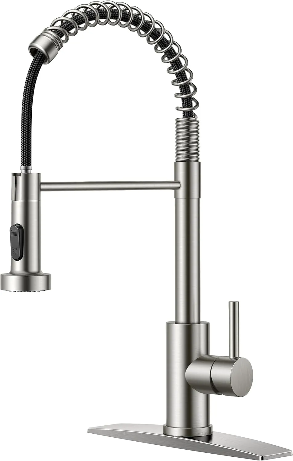 FORIOUS Kitchen Faucets, Brushed Nickel Kitchen Sink Faucet with Pull Down Sprayer, Commercial Kitchen Faucet Stainless Steel, Classic Single Handle Pull Out Sink Faucets for RV Laundry Utility Room