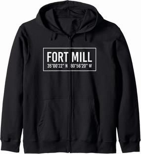 FORT MILL SC SOUTH CAROLINA Funny City Coordinates Home Gift Zip Hoodie
