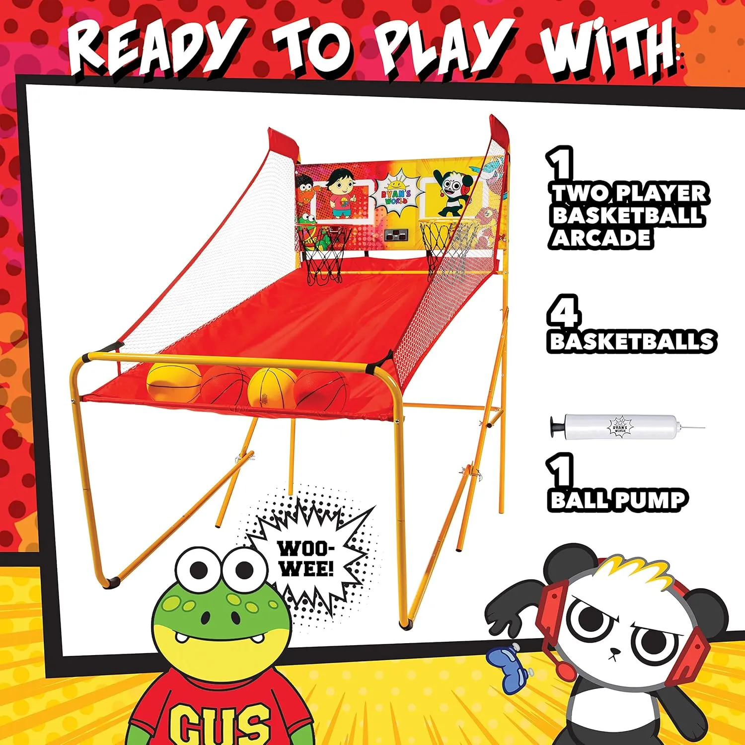 Franklin Sports Ryans World Arcade Basketball - Indoor Basketball Shootout - 2 Players - Includes Electronic Scoreboard and 4 Mini Basketballs