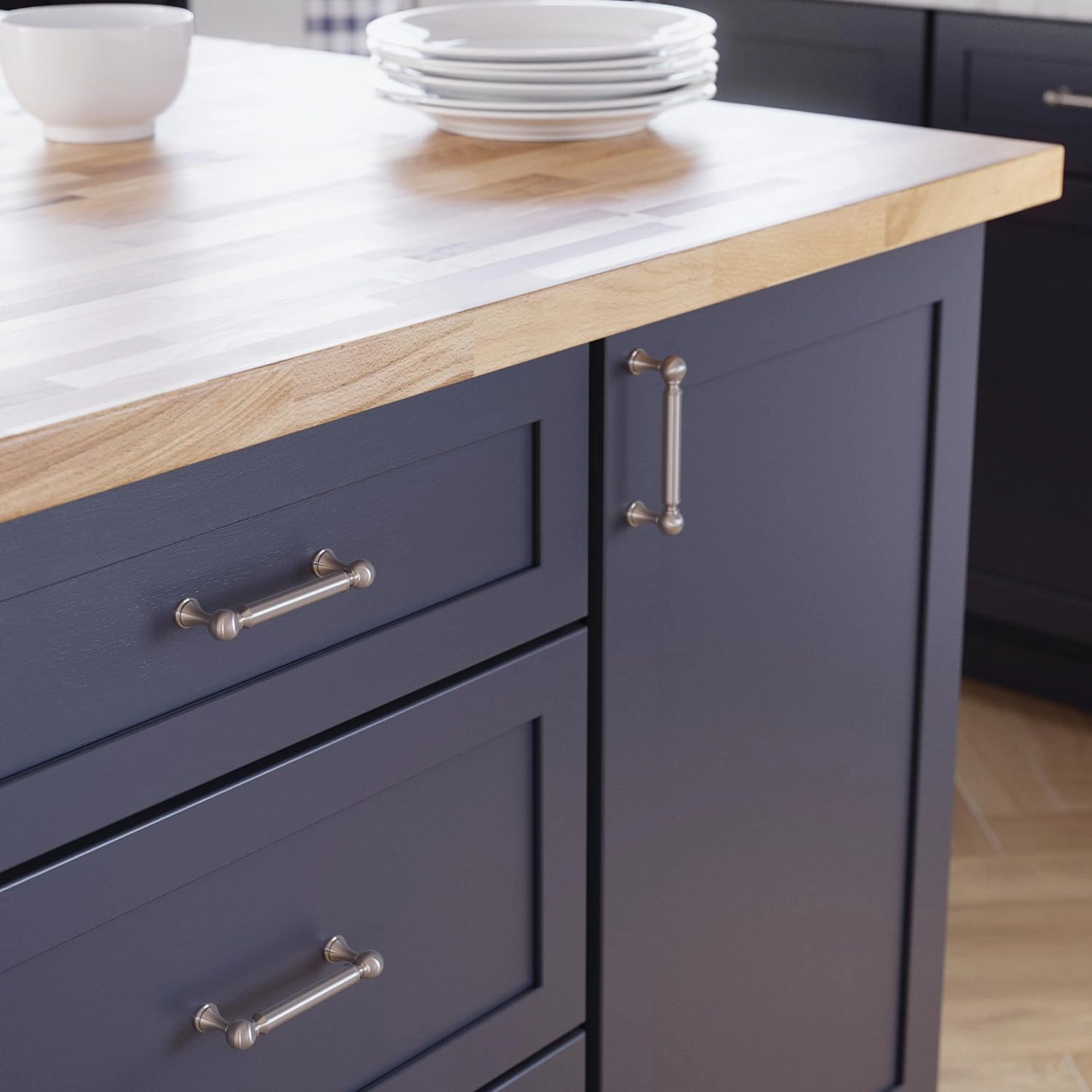FRANKLIN BRASS Classic Farmhouse (10-Pack) Cabinet Handles 3-3/4" Hole Center | Satin Nickel Kitchen Pulls, Hardware for Dressers, Drawers, Furniture P41929C-SN-B