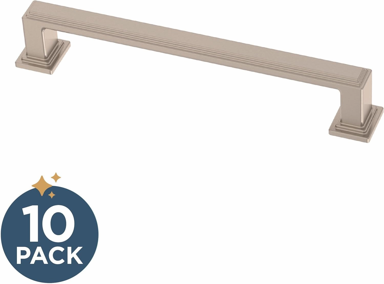 FRANKLIN BRASS Stepped (10-Pack) Cabinet Handles 5-1/16" Hole Center Pulls | Satin Nickel Hardware Kitchen Door, Drawers, Dressers, Furniture P49582C-SN-B