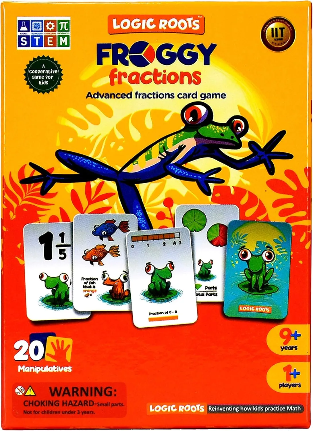 Froggy Fractions Math Games for Fourth Grade and up, 24 Fraction Manipulatives 72 Proper, Improper, and Mixed Fractions Card, Stem Toys for 10 Year Olds and Up