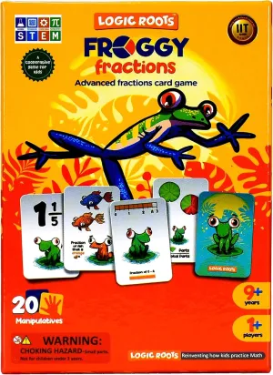 Froggy Fractions Math Games for Fourth Grade and up, 24 Fraction Manipulatives 72 Proper, Improper, and Mixed Fractions Card, Stem Toys for 10 Year Olds and Up