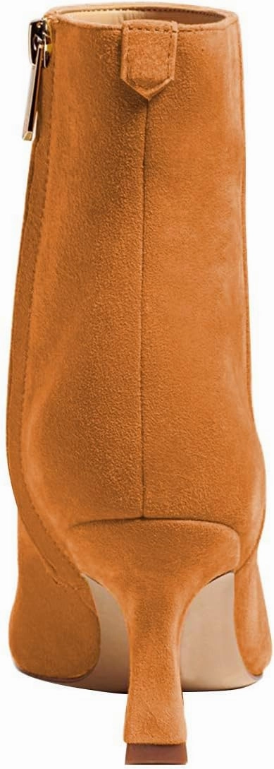 FSJ Women Comfy Zipper Medium Spool Heels Square Toe Classic Pull On Office Boots Size 4-15 M US
