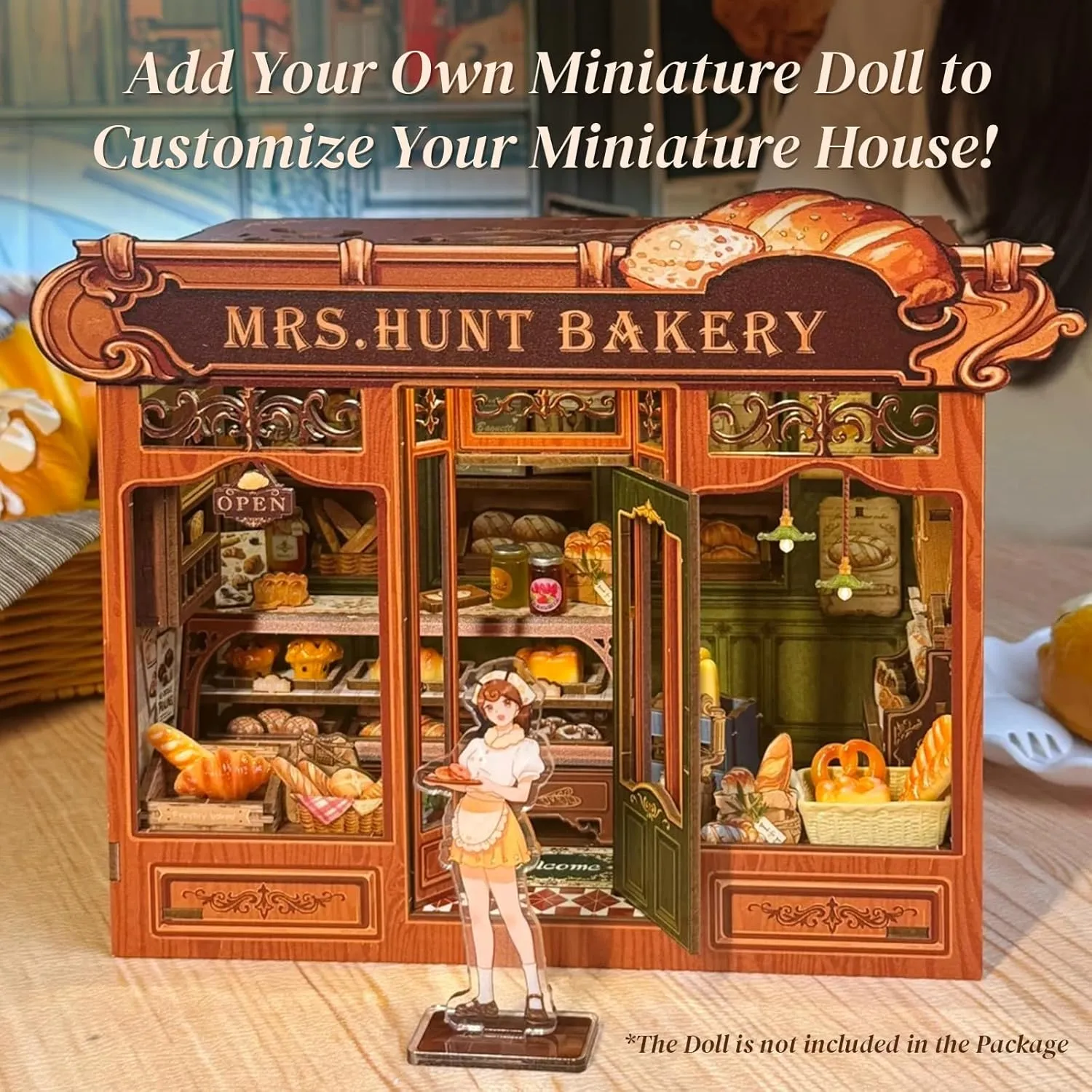 Fsolis Book Nook Kit - DIY Miniature Dollhouse Kit for Adults Tiny House Mini Craft Bookshelf Nook 3D Puzzles Book Decor Gifts for Women Teenagers Book Lovers (MRS.Hunt Bakery)