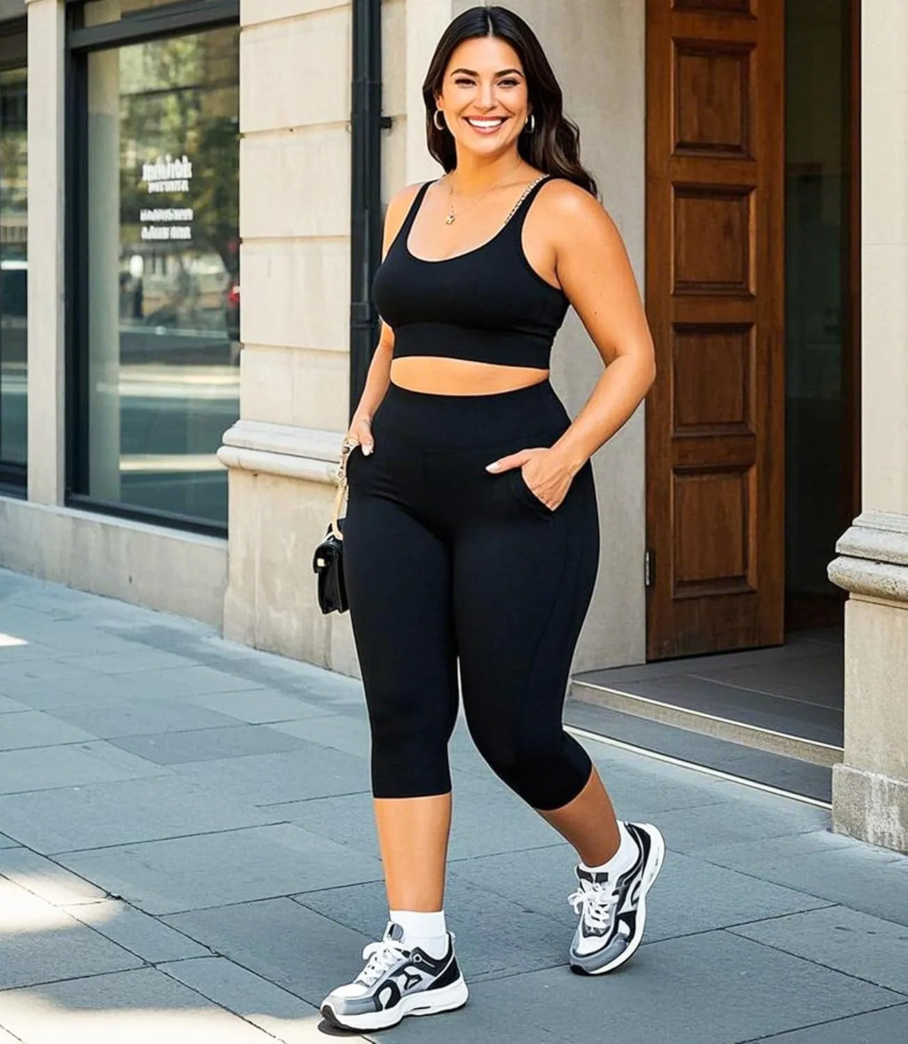 FULLSOFT 3 Pack Capri Leggings for Women - High Waisted Tummy Control Black Workout Yoga Pants