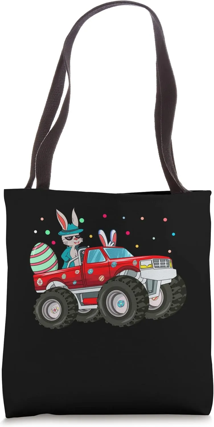 Funny Easter Bunny Riding A Car Cute Easter Egg Tote Bag