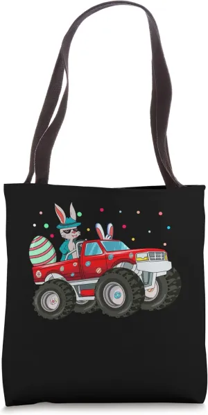 Funny Easter Bunny Riding A Car Cute Easter Egg Tote Bag
