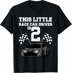Funny 2nd Birthday Gift Boys 2 Years Old Race Car Drivers T-Shirt