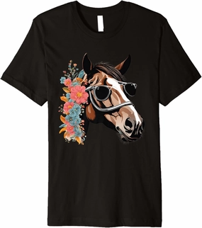 Funny Equestrian Art For Men Women Horse Rider Floral Wild Premium T-Shirt