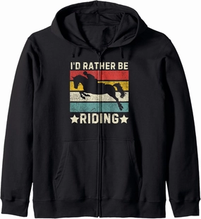 Funny Equestrian Art For Men Women Horse Rider Jumping Zip Hoodie