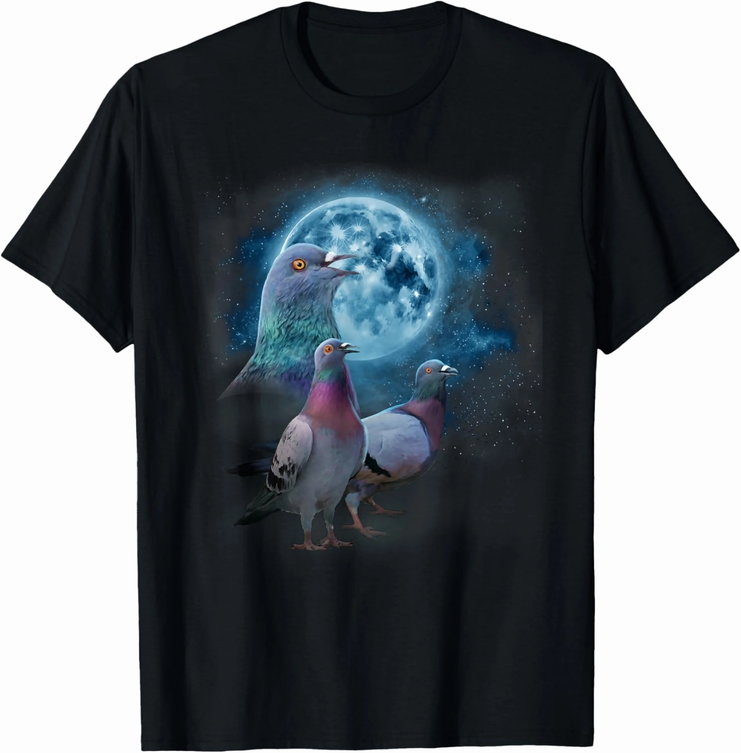 Funny Pigeon Shirt - Funny Pigeons Howling at the Moon T-Shirt