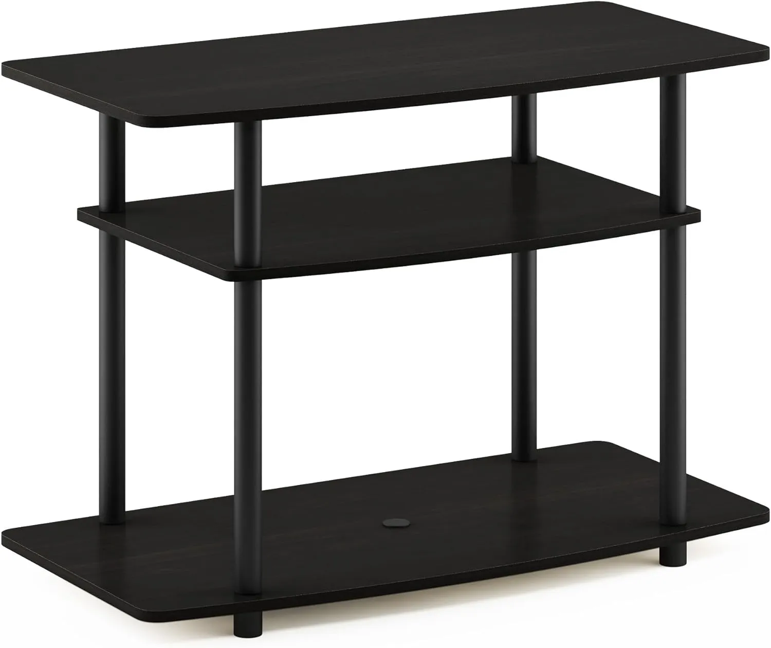 Furinno Turn-N-Tube No Tools 3-Tier Entertainment Center TV Stand for TV up to 32 Inch, Plastic Round Tubes, Espresso/black