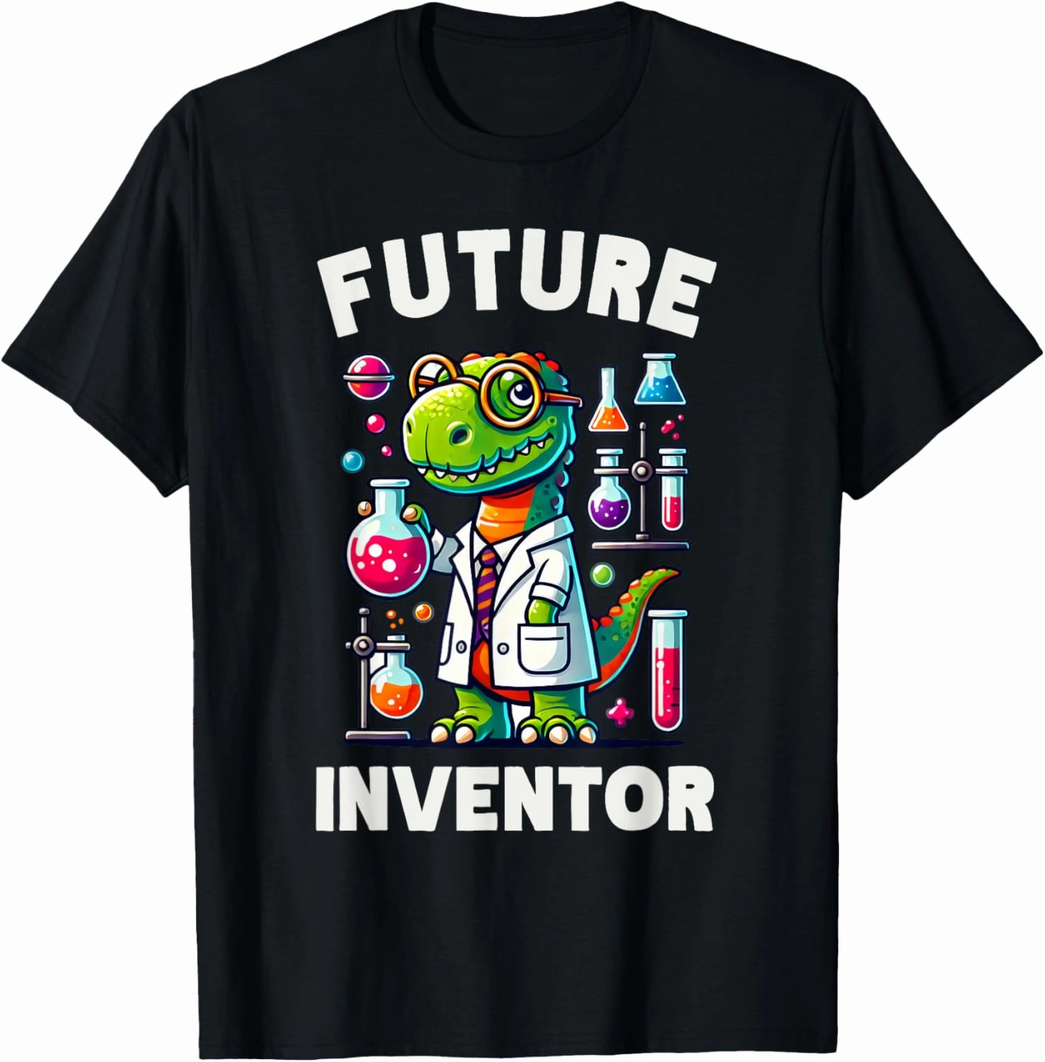 Future Inventor Funny Dinosaur, Smart Scientist Dino, Kids T-Shirt