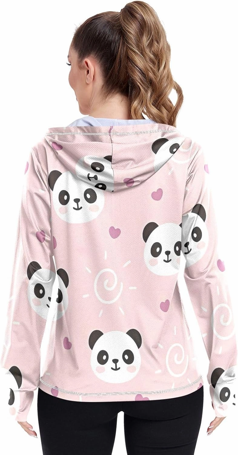 GAIGEO Cute Rabbit Doodle Style Women Jacket Breathable Women Uv Protection Clothing UPF 50 , with Zip Pockets, S