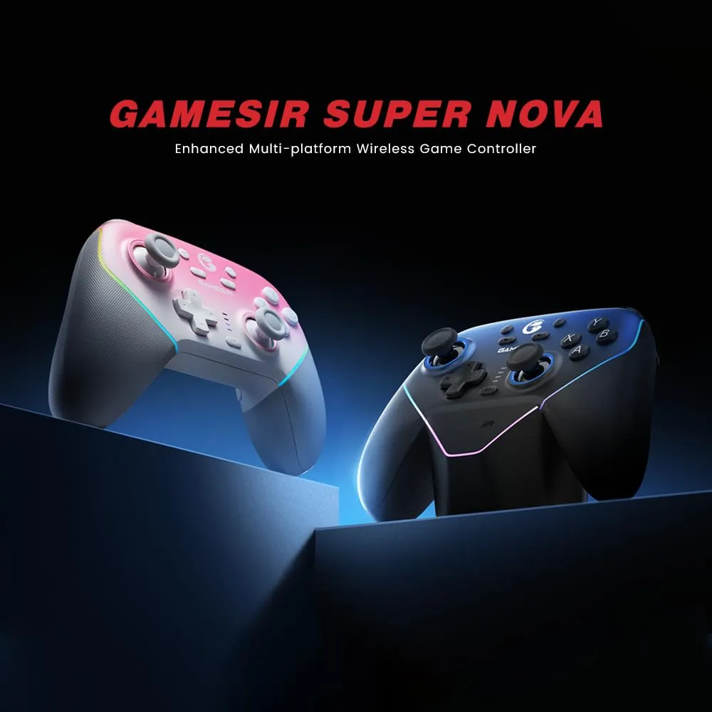 GameSir Super Nova Multiplatform Game Controller – 2.4G Wireless for PC/Switch/iOS/Android – Hall Effect Joystick & Triggers, 1000Hz Polling, Magnetic Faceplate, RGB Lighning (Whipped Pink)