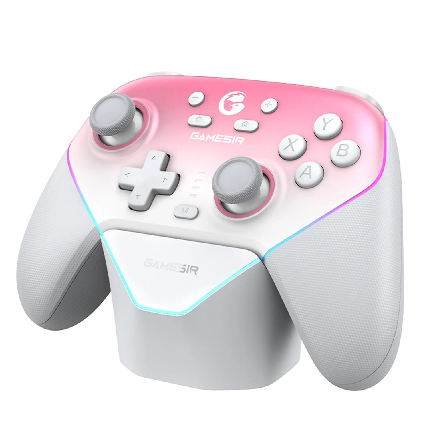 GameSir Super Nova Multiplatform Game Controller – 2.4G Wireless for PC/Switch/iOS/Android – Hall Effect Joystick & Triggers, 1000Hz Polling, Magnetic Faceplate, RGB Lighning (Whipped Pink)