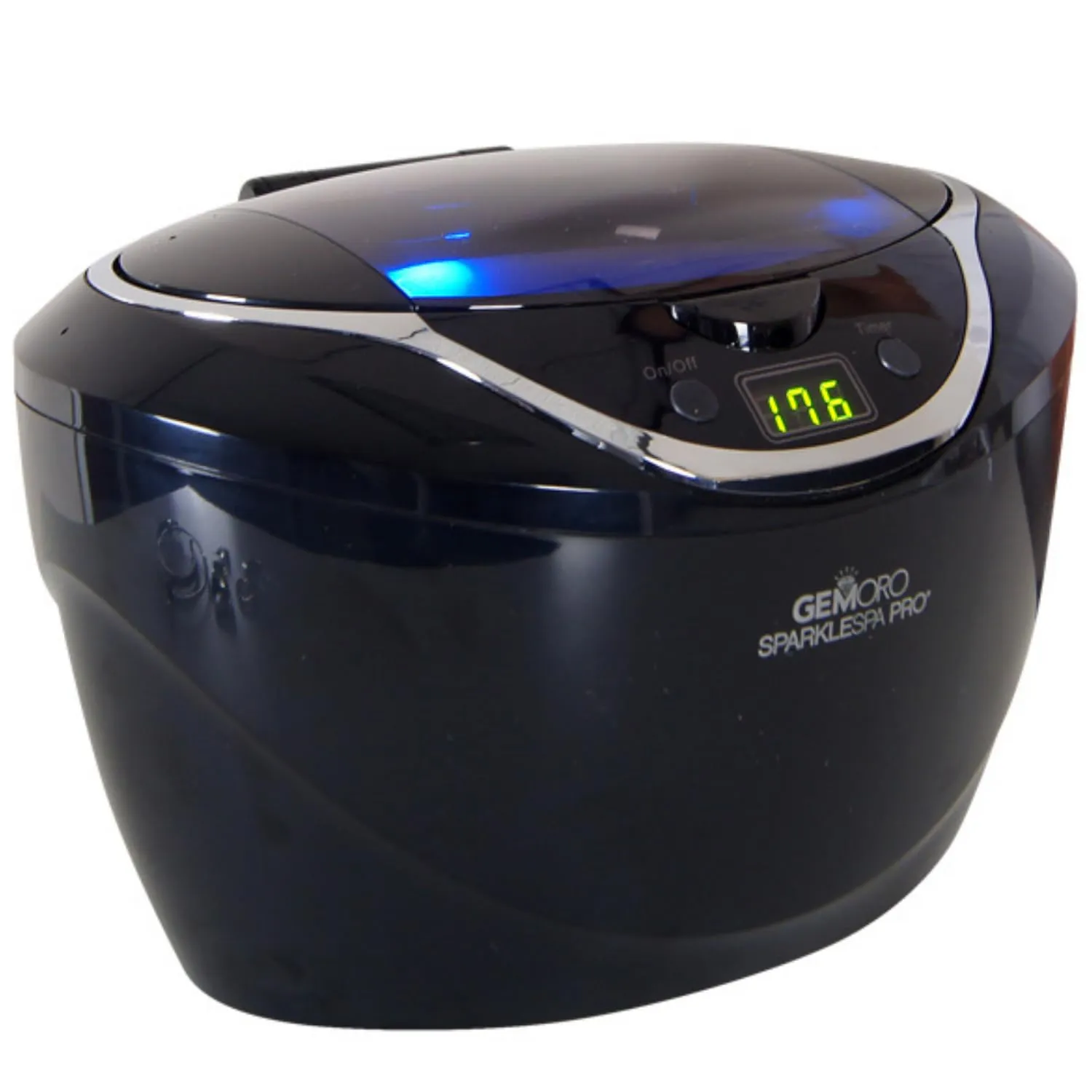 GemOro Sparkle Spa Pro | Personal Ultrasonic Jewelry Cleaner 5 User-Programmable Timed Cleaning Cycles | Professional Performance Machine with Digital Timer for Rings Watches Glasses Earrings (Black)