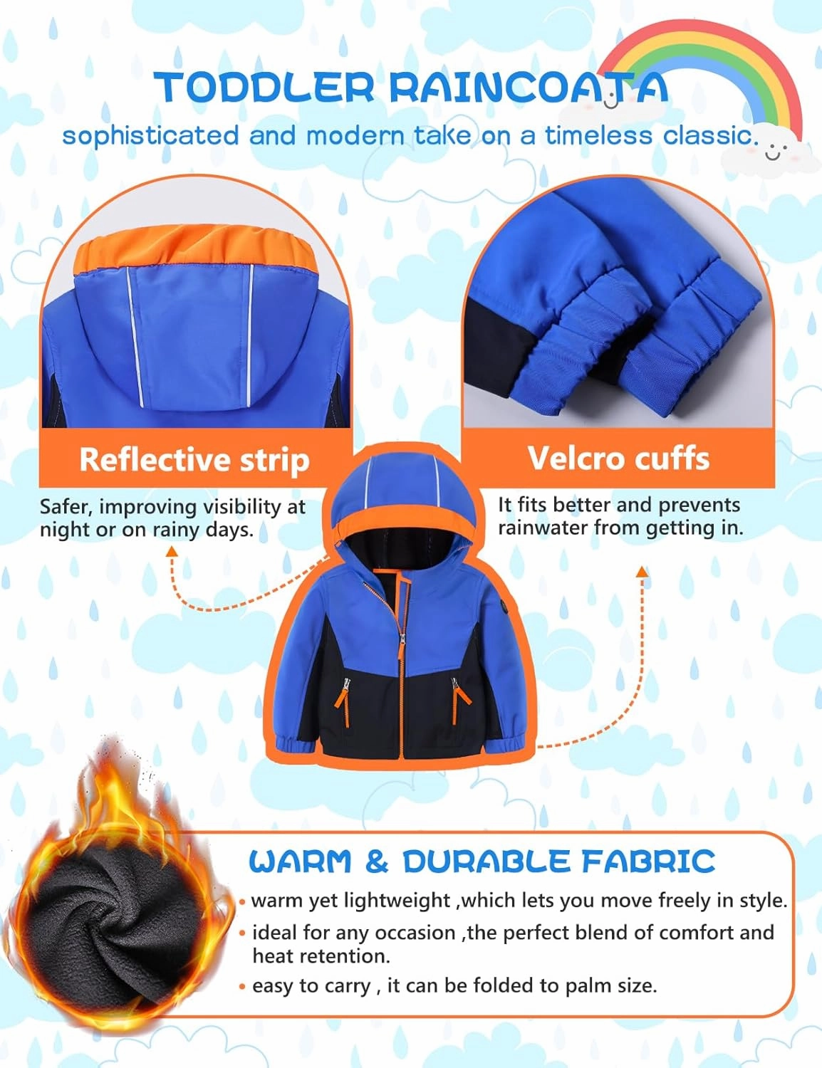 GEMYSE Toddler Boys Jacket Waterproof Baby Kids Windbreaker Jacket Fleece Toddler Coat Spring Fall Outerwear