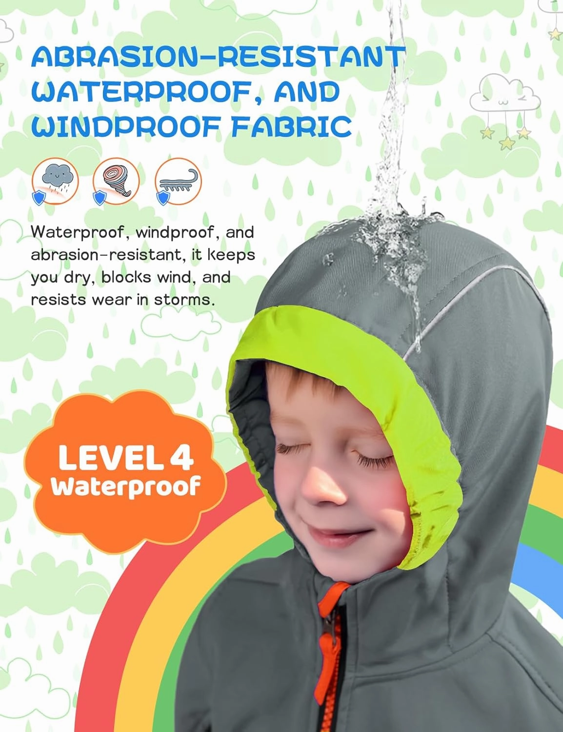 GEMYSE Toddler Boys Jacket Waterproof Baby Kids Windbreaker Jacket Fleece Toddler Coat Spring Fall Outerwear