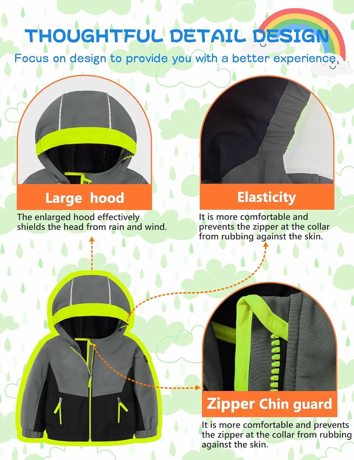 GEMYSE Toddler Boys Jacket Waterproof Baby Kids Windbreaker Jacket Fleece Toddler Coat Spring Fall Outerwear