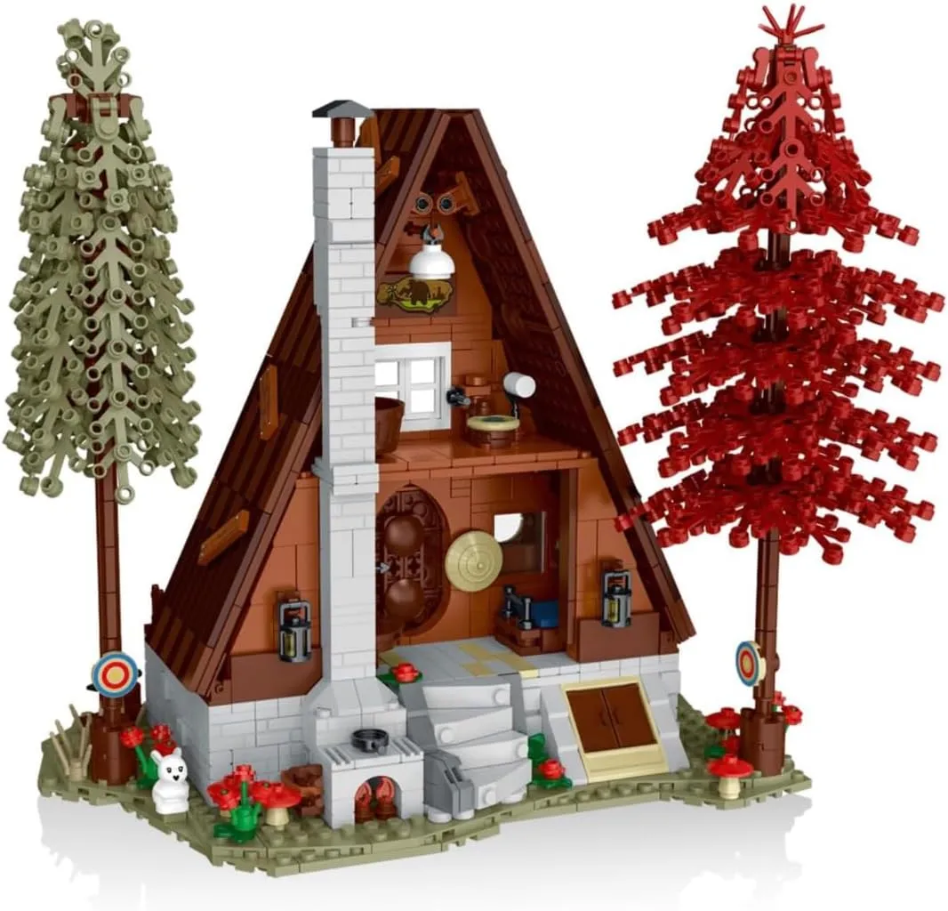 General Jim's A-Frame Cabin in The Woods Modular Building Block Set MOC Building Kit with 1689 Pieces