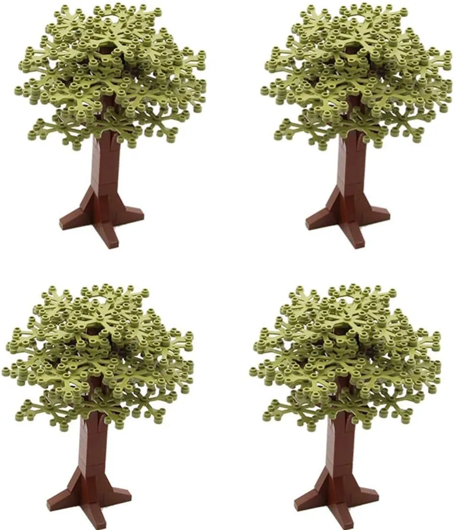 General Jim's Classic Botanical Olive Green Trees - Forest Trees Garden Plant Accessories Building Block Toys for Building Streetview Creations (4pcs) for Teens and Adults