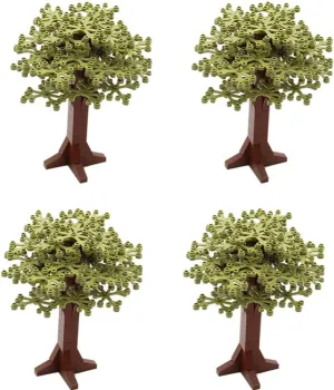 General Jim's Classic Botanical Olive Green Trees - Forest Trees Garden Plant Accessories Building Block Toys for Building Streetview Creations (4pcs) for Teens and Adults