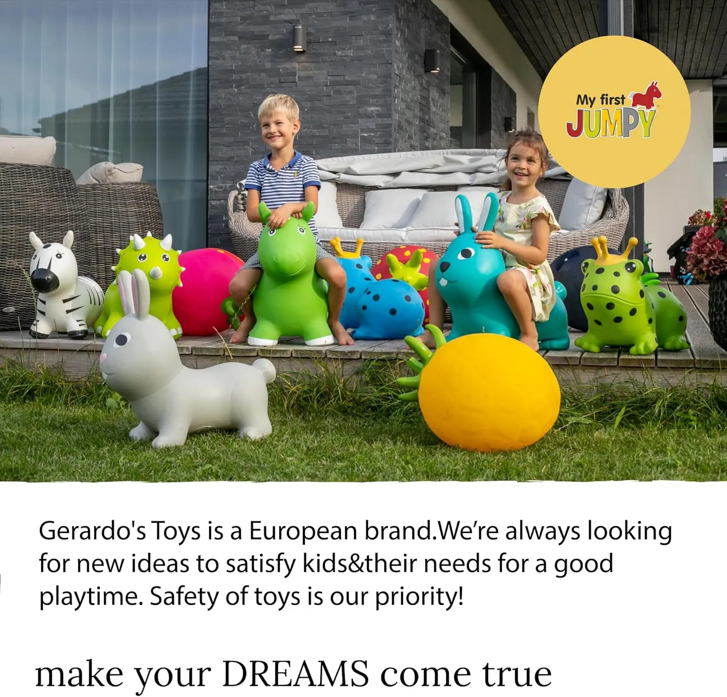 GERARDO'S Jumpy Toddler Bouncer - Animal Bouncy Bunny for Kids - Ride On Bouncy Animals for Toddlers 1-3 - Inflatable Hopper Toys for 1   Year Old Girl or Boy - Indoor and Outdoor Birthday Gifts