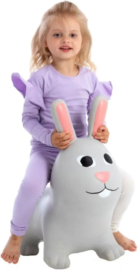 GERARDO'S Jumpy Toddler Bouncer - Animal Bouncy Bunny for Kids - Ride On Bouncy Animals for Toddlers 1-3 - Inflatable Hopper Toys for 1   Year Old Girl or Boy - Indoor and Outdoor Birthday Gifts
