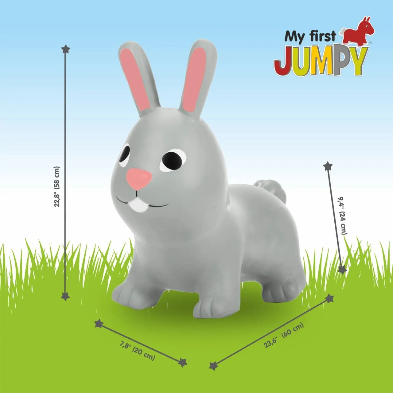 GERARDO'S Jumpy Toddler Bouncer - Animal Bouncy Bunny for Kids - Ride On Bouncy Animals for Toddlers 1-3 - Inflatable Hopper Toys for 1   Year Old Girl or Boy - Indoor and Outdoor Birthday Gifts