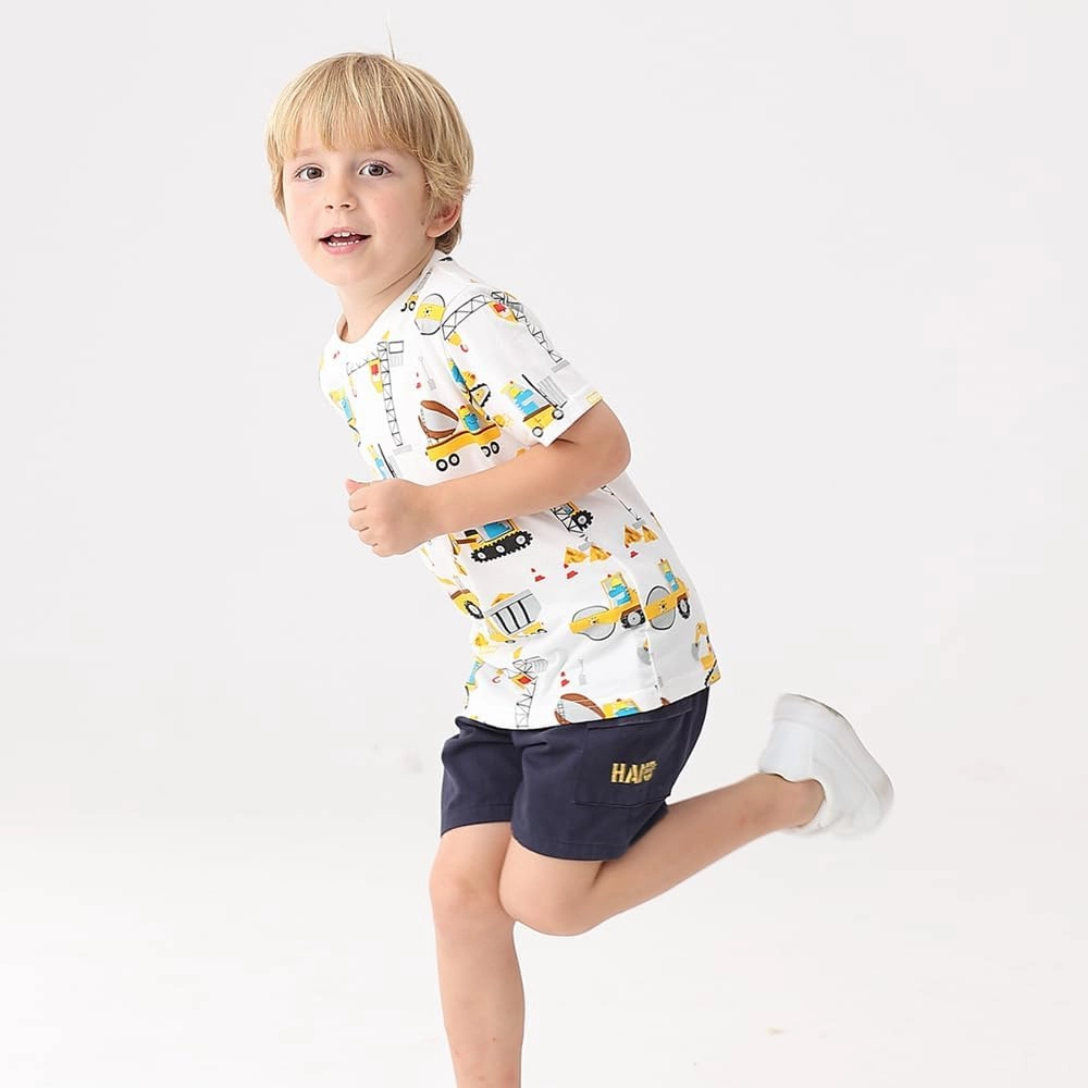 GFQLONG Toddlers Baby Boys Pack of 3 Cotton Short Sleeve Shirts Clothes Dinosaur Graphic T-Shirt Outfit