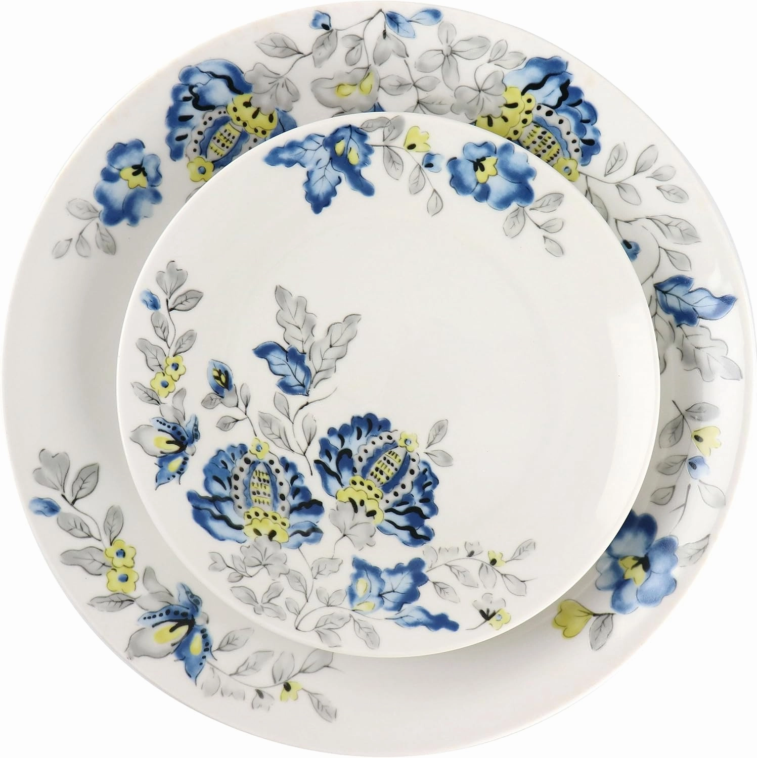 Gibson Home Uppingham Fine Ceramic 12 Piece Dinnerware Set in Blue Floral
