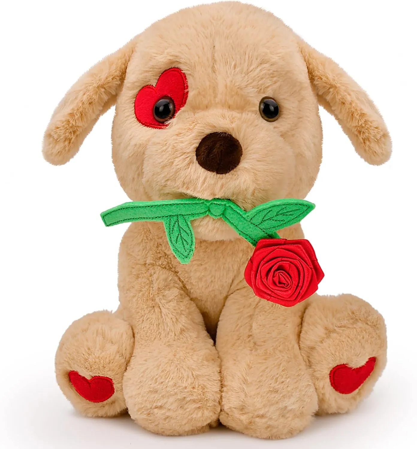Gifts for Her Women Girlfriend Kids Funny Cute Plush Stuffed Animal Puppy Dog with Rose Gifts for Daughter Wife Mom Fiancée Birthday Wedding Graduation Present