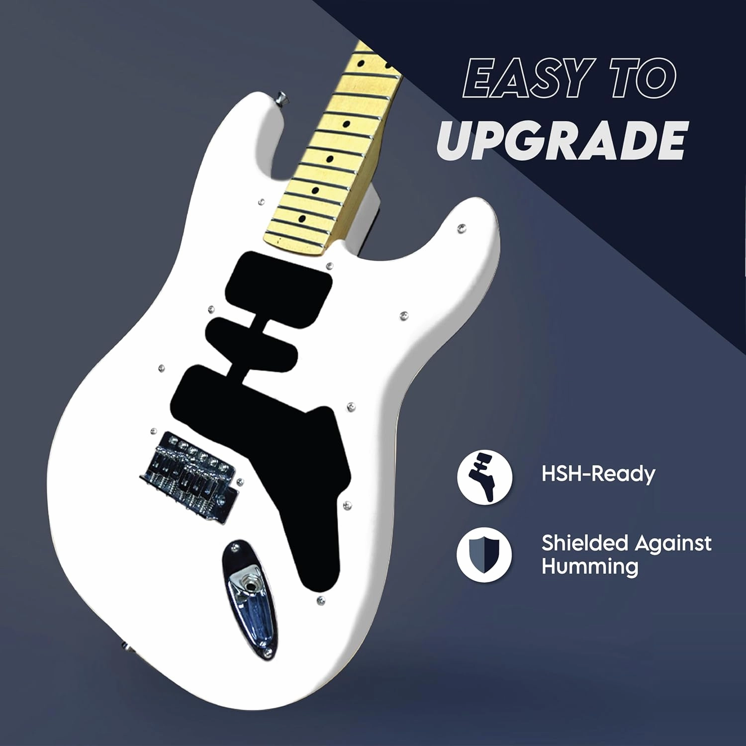 Gigline Skycaster Electric Guitar S-Type Full Size, Alder Body, Stainless Steel Frets (Ball End), Bone Nut, HSS Alnico V, Olympic White