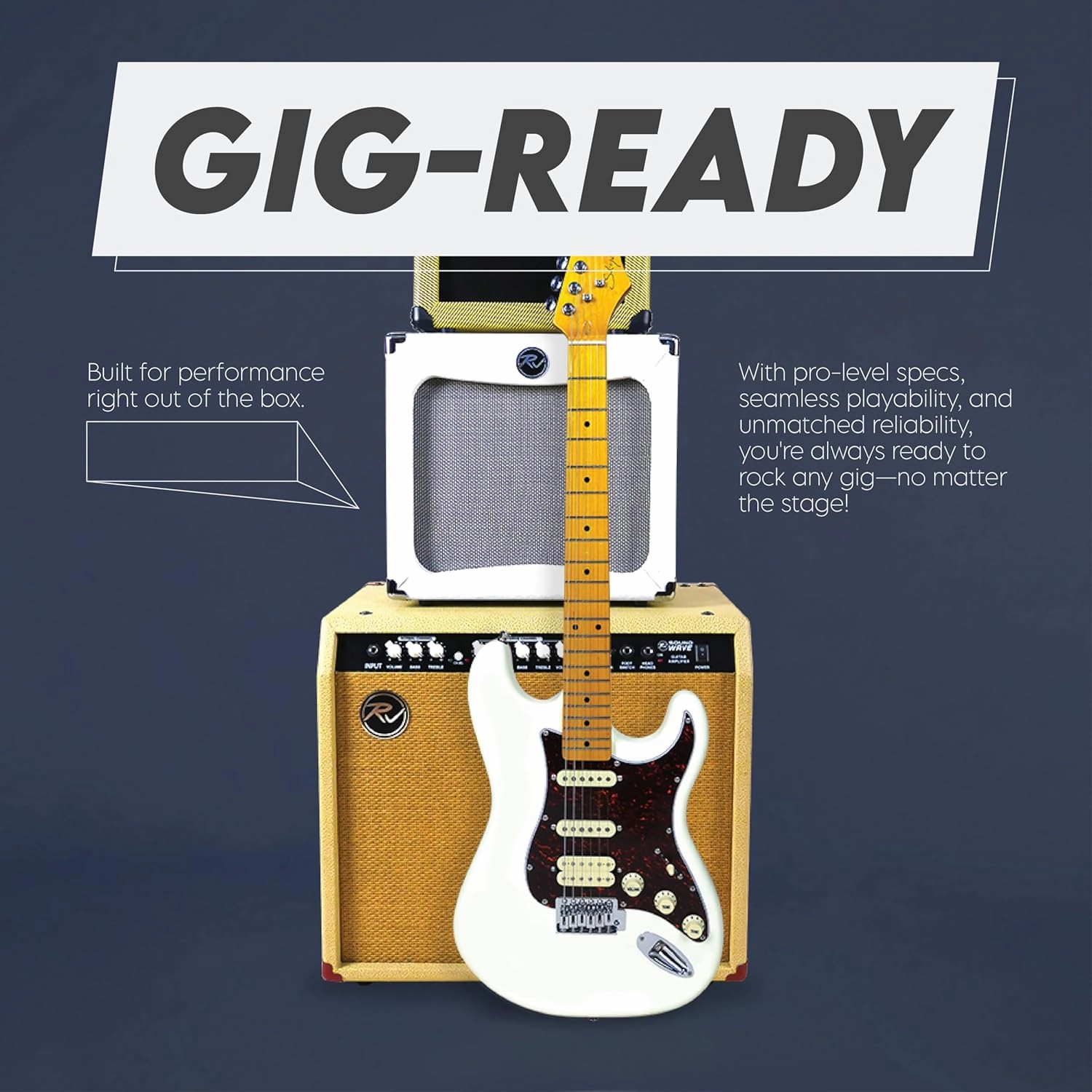 Gigline Skycaster Electric Guitar S-Type Full Size, Alder Body, Stainless Steel Frets (Ball End), Bone Nut, HSS Alnico V, Olympic White