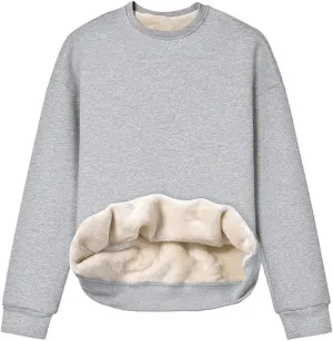 Gihuo Women's Winter Fleece Sherpa Lined Crewneck Pullover Sweatshirt