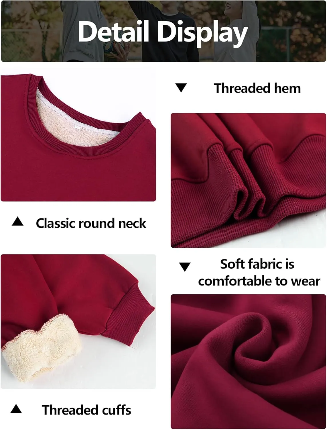 Gihuo Women's Winter Fleece Sherpa Lined Crewneck Pullover Sweatshirt
