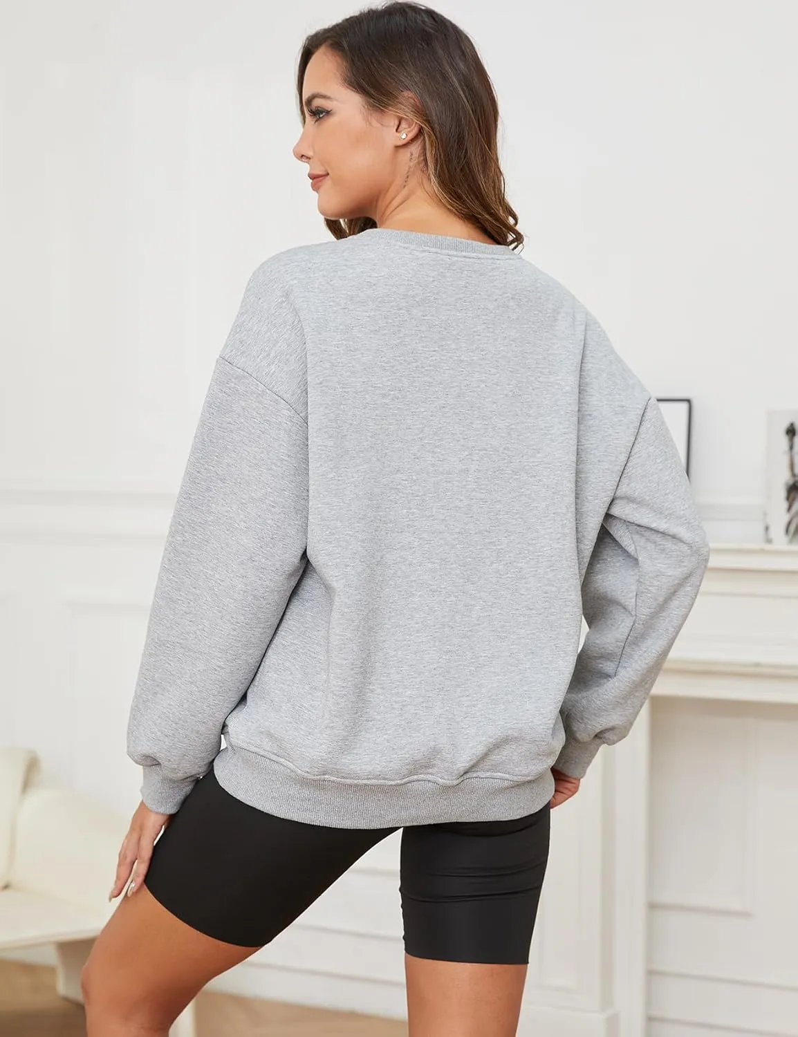 Gihuo Women's Winter Fleece Sherpa Lined Crewneck Pullover Sweatshirt