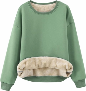 Gihuo Women's Winter Fleece Sherpa Lined Crewneck Pullover Sweatshirt