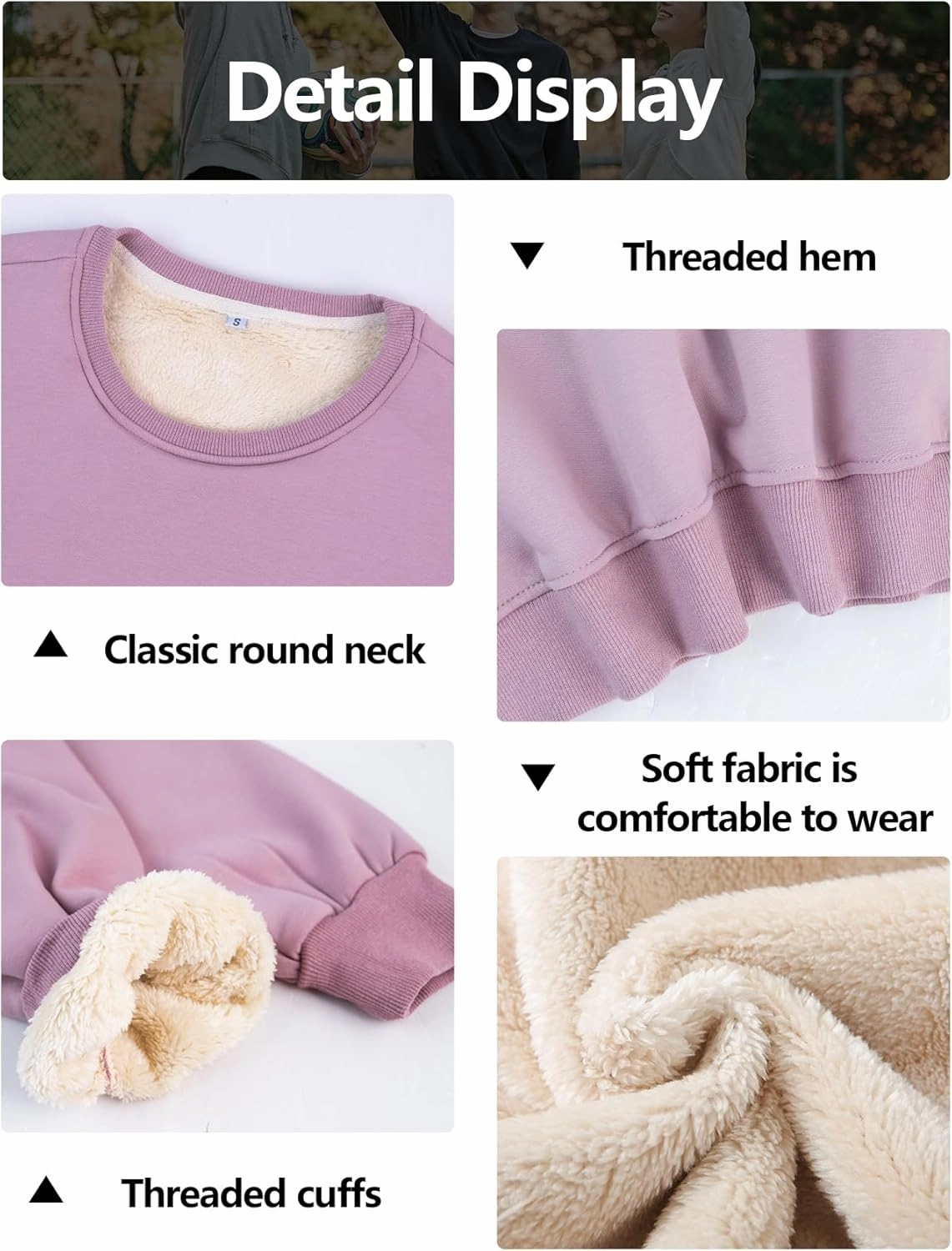 Gihuo Women's Winter Fleece Sherpa Lined Crewneck Pullover Sweatshirt